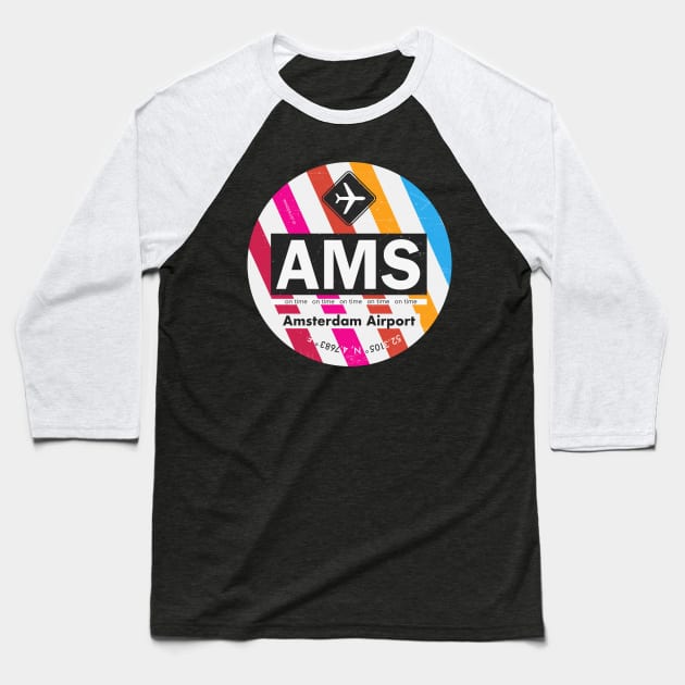 Amsterdam airport sticker Baseball T-Shirt by Woohoo